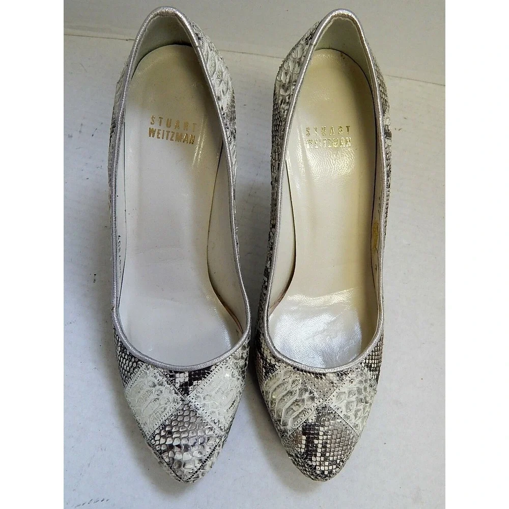 Stuart Weitzman Python‎ Snake Leather Multi Metallic Platform Pumps 7 M - Picture 3 of 6